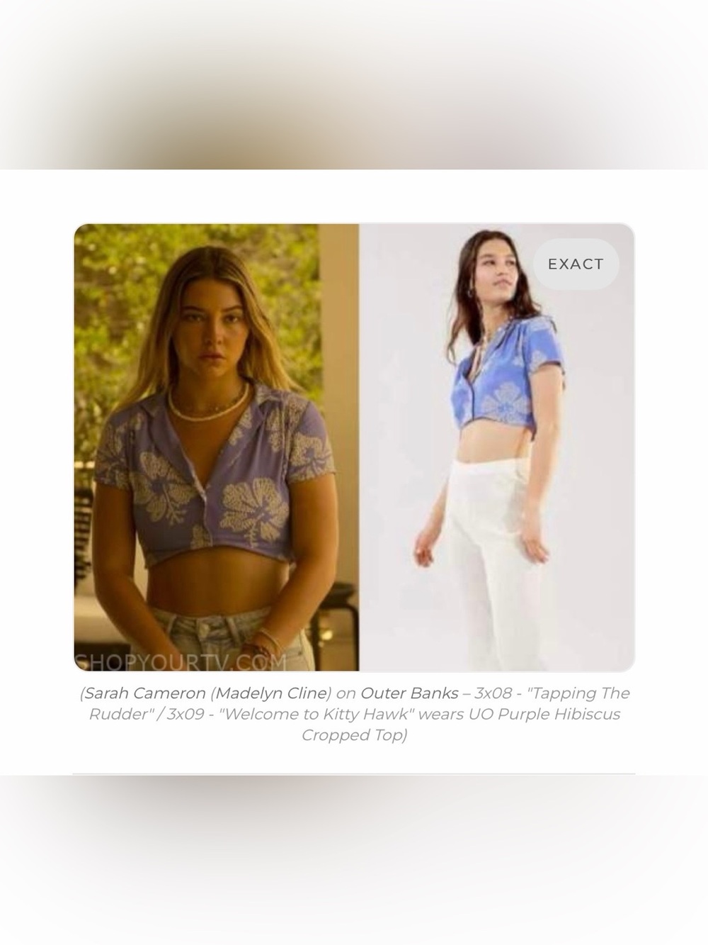 ASO Sarah Cameron Outer Banks Urban Outfitters Purple Hibiscus Cropped Top